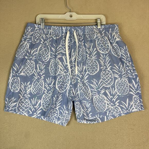 Chubbies‎ Swim Trunk Mens XXL Blue Pineapple Print Lined Drawstring Waist 5.5" - Picture 1 of 14